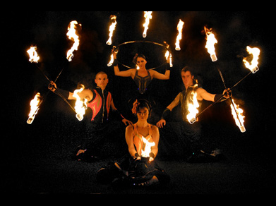 Fire and Stilt Performers